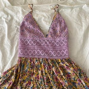 MAXI CHARO RUIZ FLORAL DRESS w/ baby purple embroidery